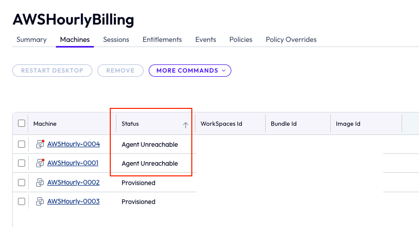 AWS Hourly Billing pool status